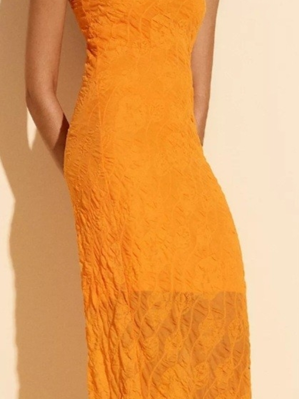 Anthropologie Vibrant Orange Textured Maxi Dress